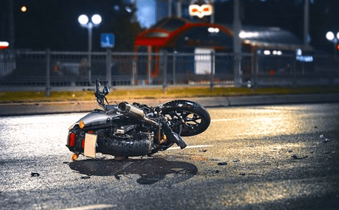 damaged motorcycle after a crash